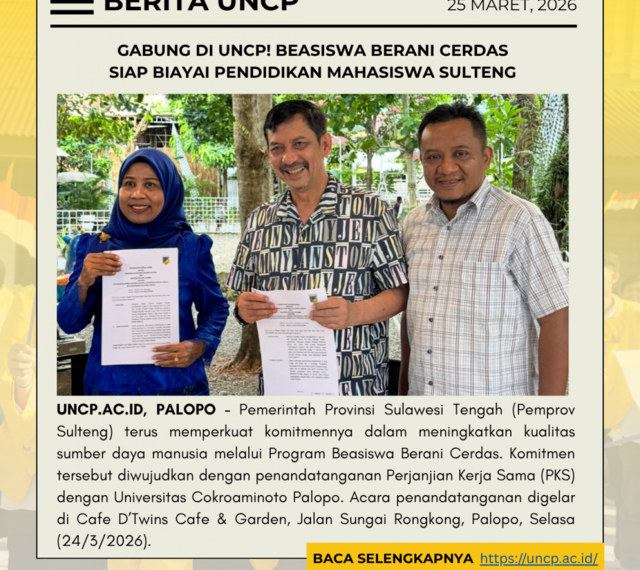 Gabung di UNCP! Beasiswa Berani Cerdas Siap Biayai Pendidikan Mahasiswa SULTENG